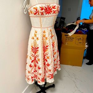 Fit and flare embroidered dress